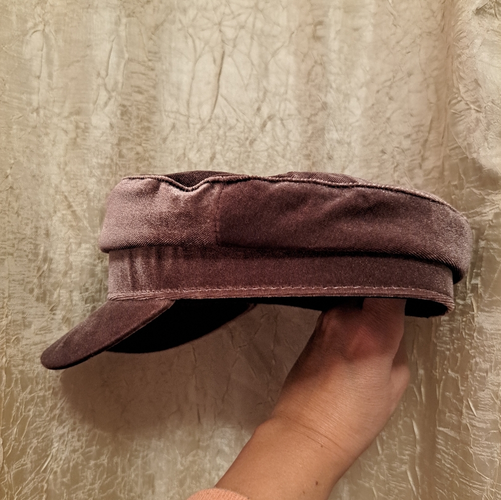 Velvet Cadet Cap in Mauve - Women's Fashion Hat